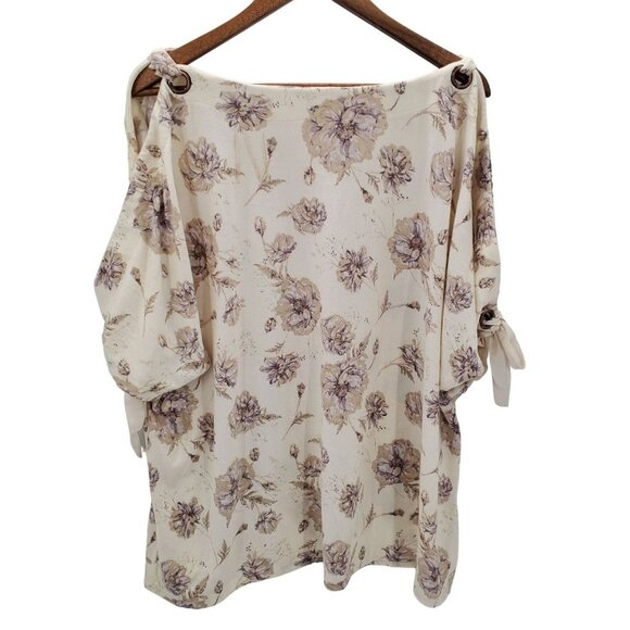 Maurices Womens Floral Slit Sleeve Blouse Size 3X Short Sleeve Scoop Neck NWT - Picture 4 of 12